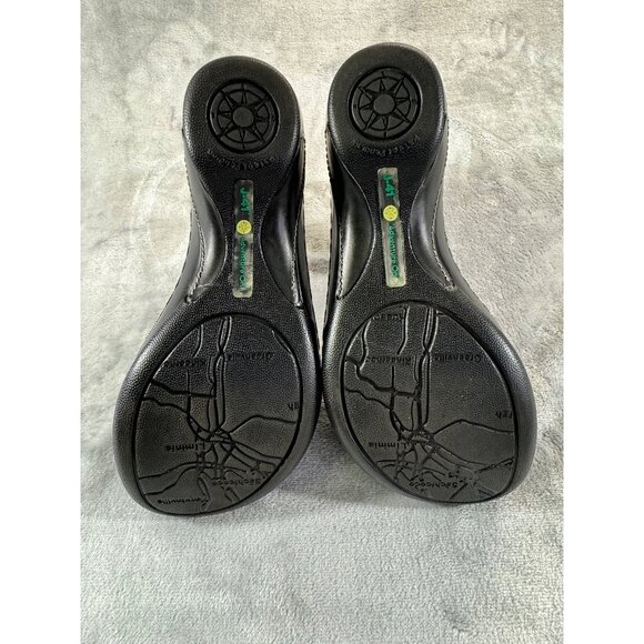 J 41 Adventure On Sandals Womens 6M Cassia T-Strap black Faux Leather heel Wedge - Picture 4 of 16